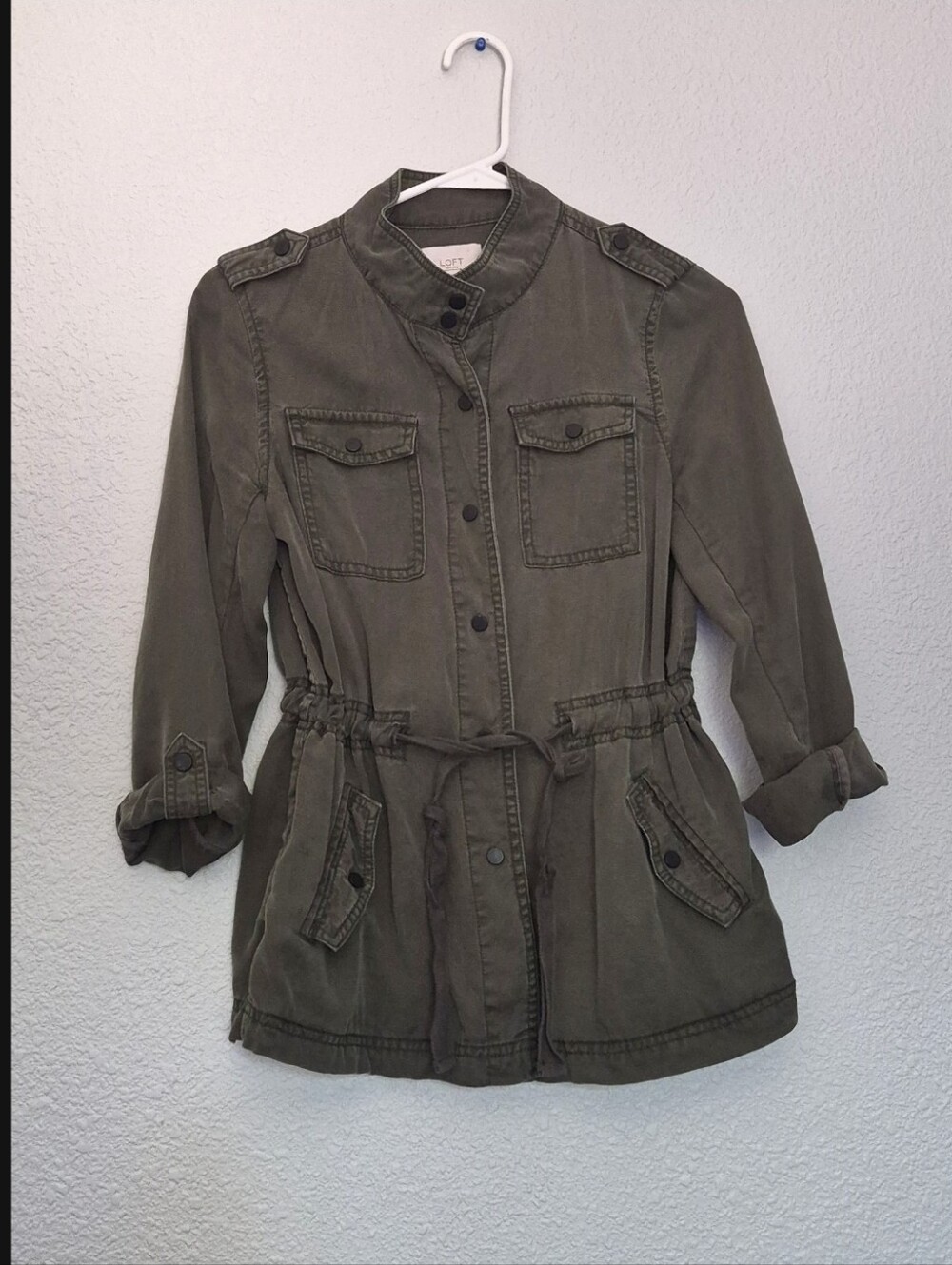 Olive Green Utility Jacket - Women's Casual Military Style Size X-small petite